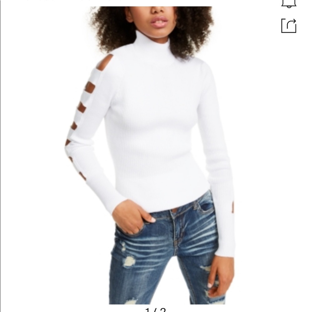 Lattice sleeve sweater